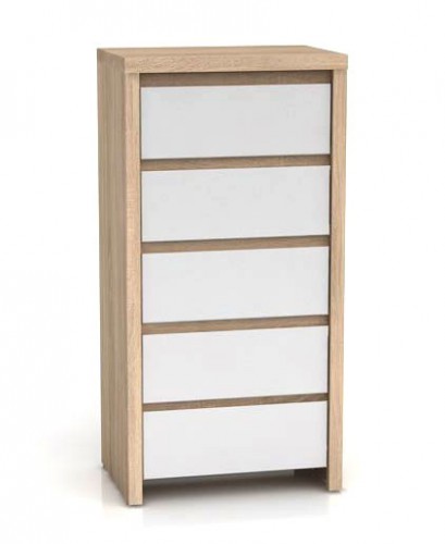 Комод KOM5S Kaspian BRW дуб sonoma/белый глянец