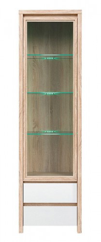 Вітрина REG1W2S Kaspian BRW дуб sonoma/білий глянець