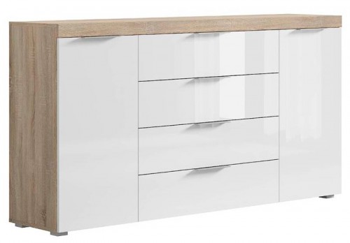 Комод KOM2D4S/180  VENLO BRW дуб sonoma / белый глянец