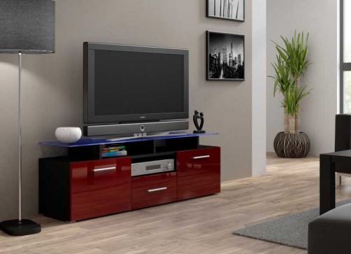 Тумба ТВ EVORA MINI RTV Сama чорний / бордовий глянець