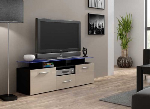 Тумба ТВ EVORA MINI RTV Сama чорний / кремовий глянець