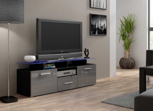 Тумба ТВ EVORA MINI RTV Сama черный / серый глянец