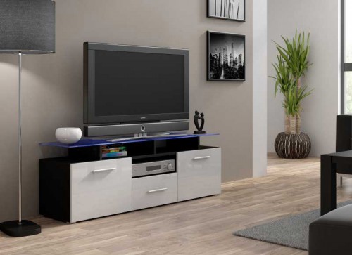 Тумба ТВ EVORA MINI RTV Сama чорний / білий глянець