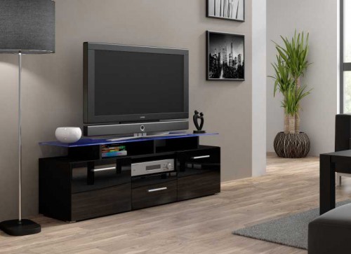 Тумба ТВ EVORA MINI RTV Сama черный / черный глянец