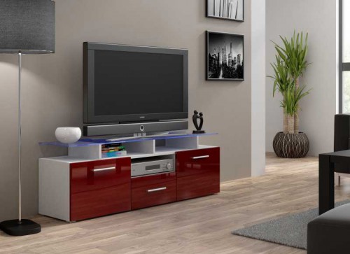 Тумба ТВ EVORA MINI RTV Сama білий / бордовий глянець