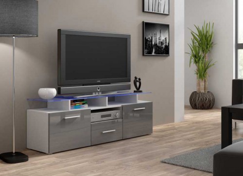 Тумба ТВ EVORA MINI RTV Сama білий / сірий глянець