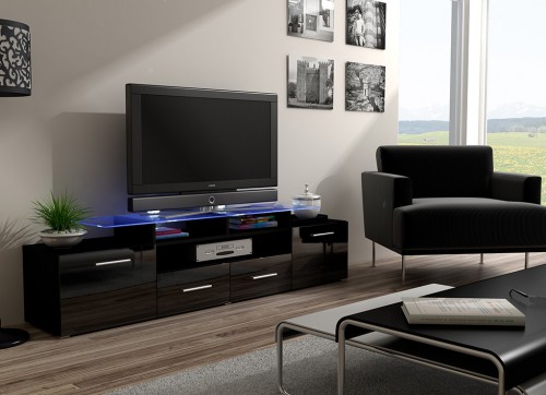 Тумба ТВ EVORA RTV Сama черный / черный глянец