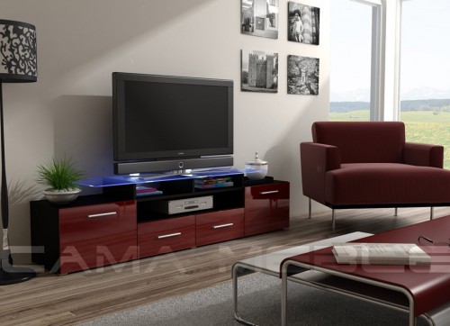 Тумба ТВ EVORA RTV Сama черный / бордовый глянец