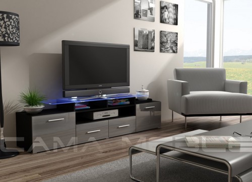 Тумба ТВ EVORA RTV Сama черный / серый глянец