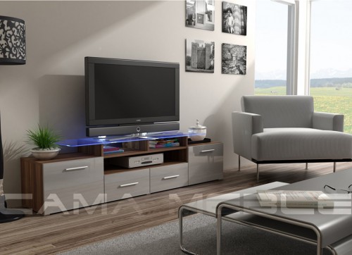 Тумба ТВ EVORA RTV Сama слива / серый глянец