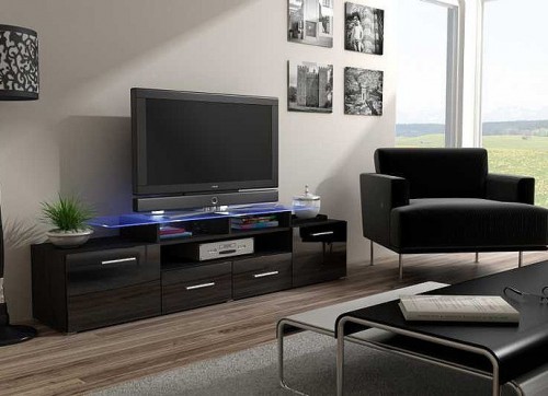 Тумба ТВ EVORA RTV Сama венге / черный глянец