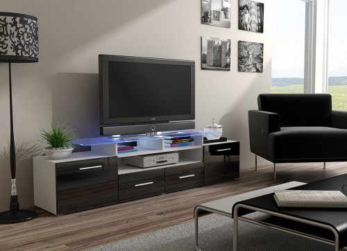 Тумба ТВ EVORA RTV Сama белый / черный глянец