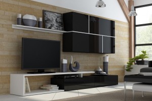 Вітальня GOYA чорний-чорний глянець CAMA MEBLE Польща