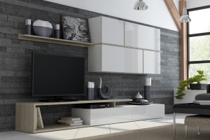 Вітальня GOYA білий-білий глянець-сонома CAMA MEBLE Польща