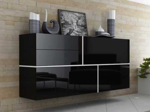 Комод навесной Goya Cama черный-черный глянец