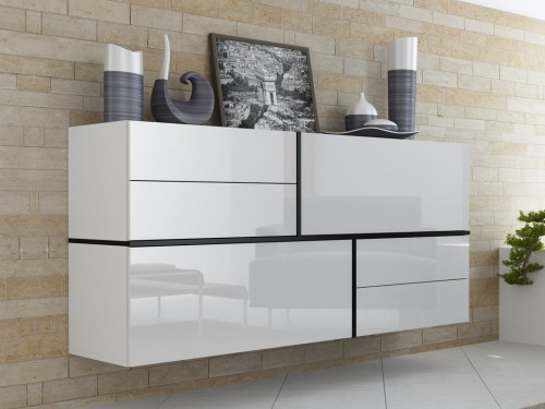 Комод навесной Goya Cama белый-белый глянец-черный
