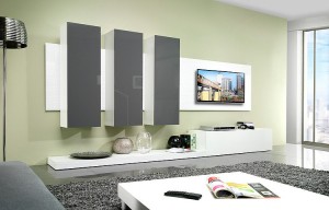 Вітальня LIFE білий-сірий глянець CAMA MEBLE Польща