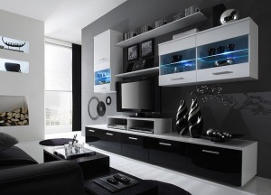 Вітальня Logo II білий-чорний-білий глянець CAMA Польща