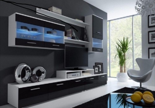 Вітальня Logo II  SHADOW CAMA Польща білий-чорний глянець