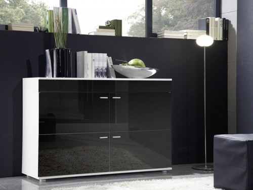 Комод Logo II Cama черный-белый глянец