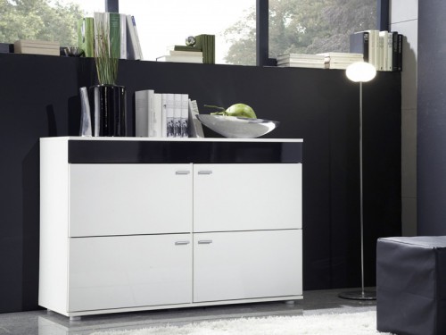 Комод Logo II Cama белый-черный глянец