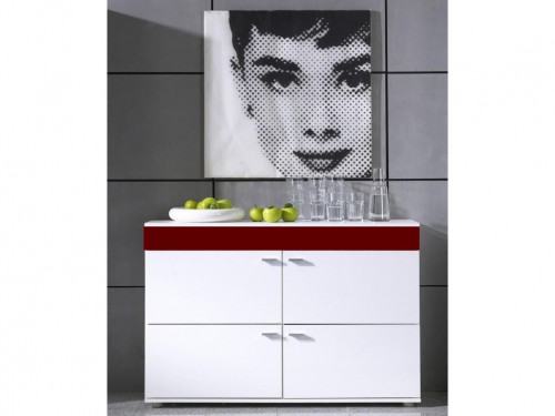 Комод Logo II Cama белый-бордо глянец