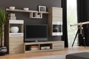 Вітальня NICK білий-білий і чорний глянець CAMA MEBLE Польща