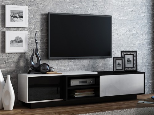 Тумба ТВ SIGMA 1 RTV Сama черный / белый глянец