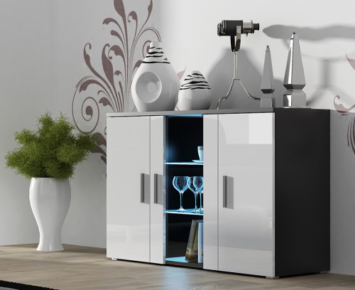 ​​Комод SOHO S7 чорный ​- белый глянец CAMA Польша