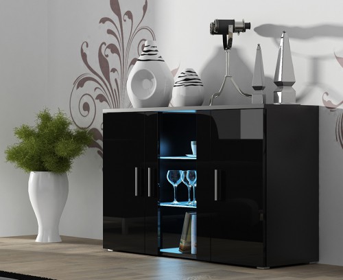 ​​​Комод SOHO S7 чорный ​- чорный​ глянец CAMA Польша