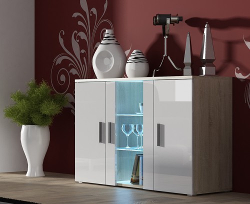 ​​​​Комод SOHO S7 дуб сонома ​- белый глянец CAMA Польша