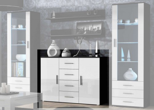 ​Комод SOHO Uni чорный ​- белый глянец CAMA Польша