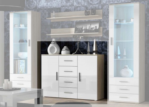 Комод SOHO Uni дуб сонома ​- белый глянец CAMA Польша