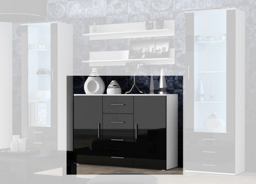 ​​Комод SOHO Uni белый - чорный глянец CAMA Польша