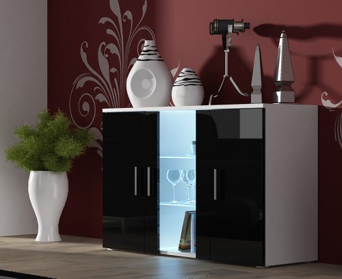 ​Комод SOHO S7 белый - чорный глянец CAMA Польша