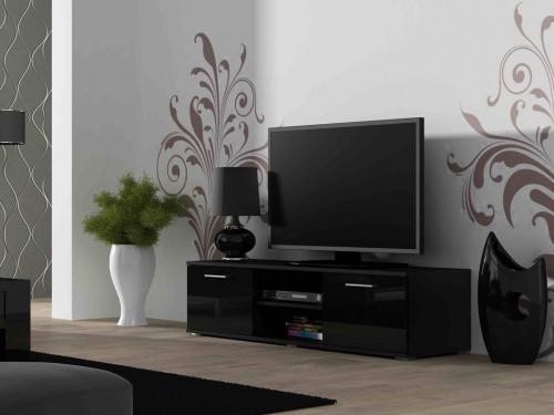 Тумба RTV 140 SOHO чорный-чорный глянец CAMA Польша