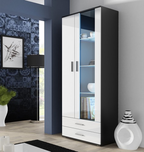 Вітрина  SOHO S6 2D2S  білий-чорний глянець CAMA Польща