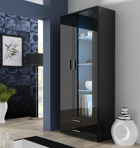 Вітрина  SOHO S6 2D2S чорний-чорний глянець CAMA Польща