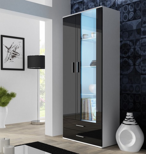 Вітрина  SOHO S6 2D2S чорний-білий глянець CAMA Польща