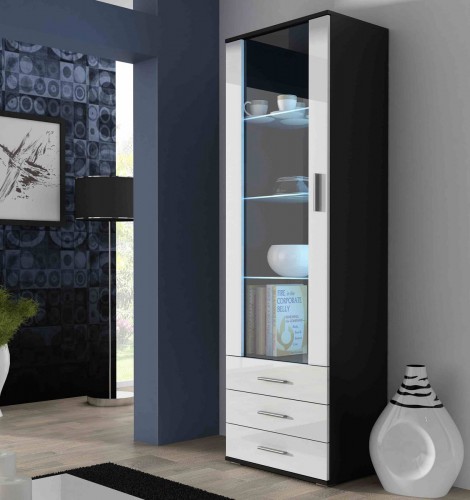 Вітрина  SOHO висока білий-чорний глянець CAMA Польща