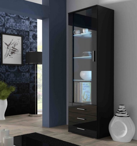 Вітрина  SOHO висока чорний - чорний глянець CAMA Польща