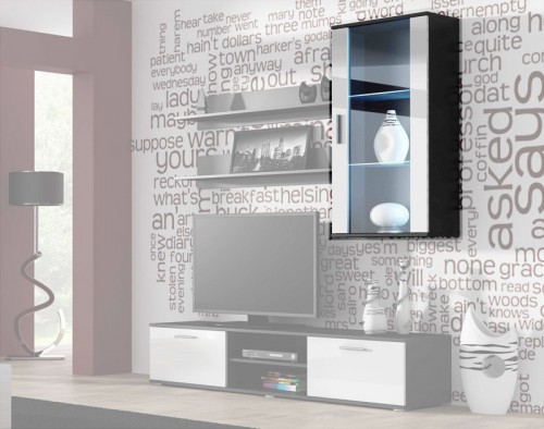 Вітрина  SOHO навісна чорний - білий глянець CAMA Польща