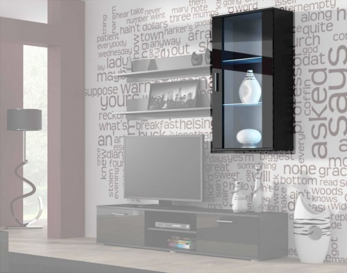 Вітрина  SOHO навісна чорний - чорний глянець CAMA Польща