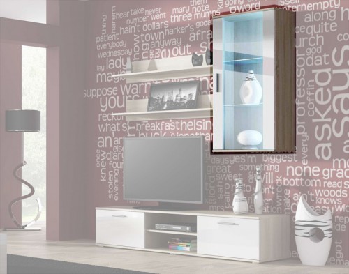 Вітрина  SOHO навісна дуб сонома - білий глянець CAMA Польща