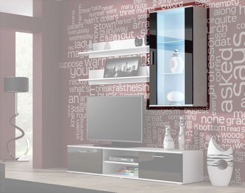 Вітрина  SOHO навісна білий-чорний глянець CAMA Польща