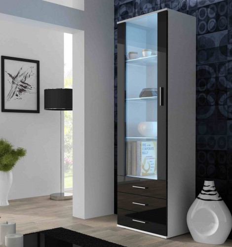 Вітрина  SOHO висока чорний - білий глянець CAMA Польща