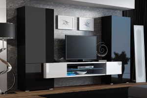 Вітальня TORI чорний - чорний і білий глянець CAMA Польща