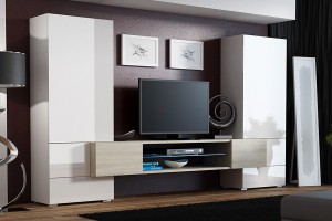 Вітальня TORI білий-білий глянець-сонома CAMA Польща