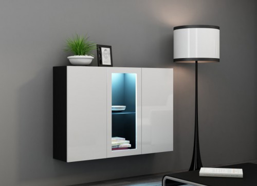 ​​Комод навесной VIGO 120 черный ​ - белый глянец CAMA Польша