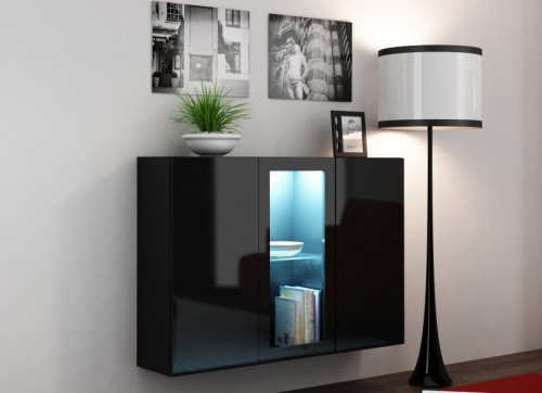 ​​​Комод навесной VIGO 120 черный ​ - черный ​глянец CAMA Польша